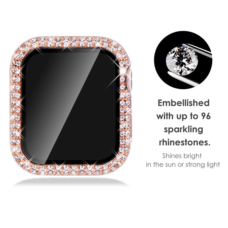 NewWays 2-Pack Bling Compatible for Apple Watch Cases 40mm SE 2022 Series 6 5 4, Protective Bumper for iWatch SE Series 4/5/6 (40mm, Rose Gold/Clear) - Image 2